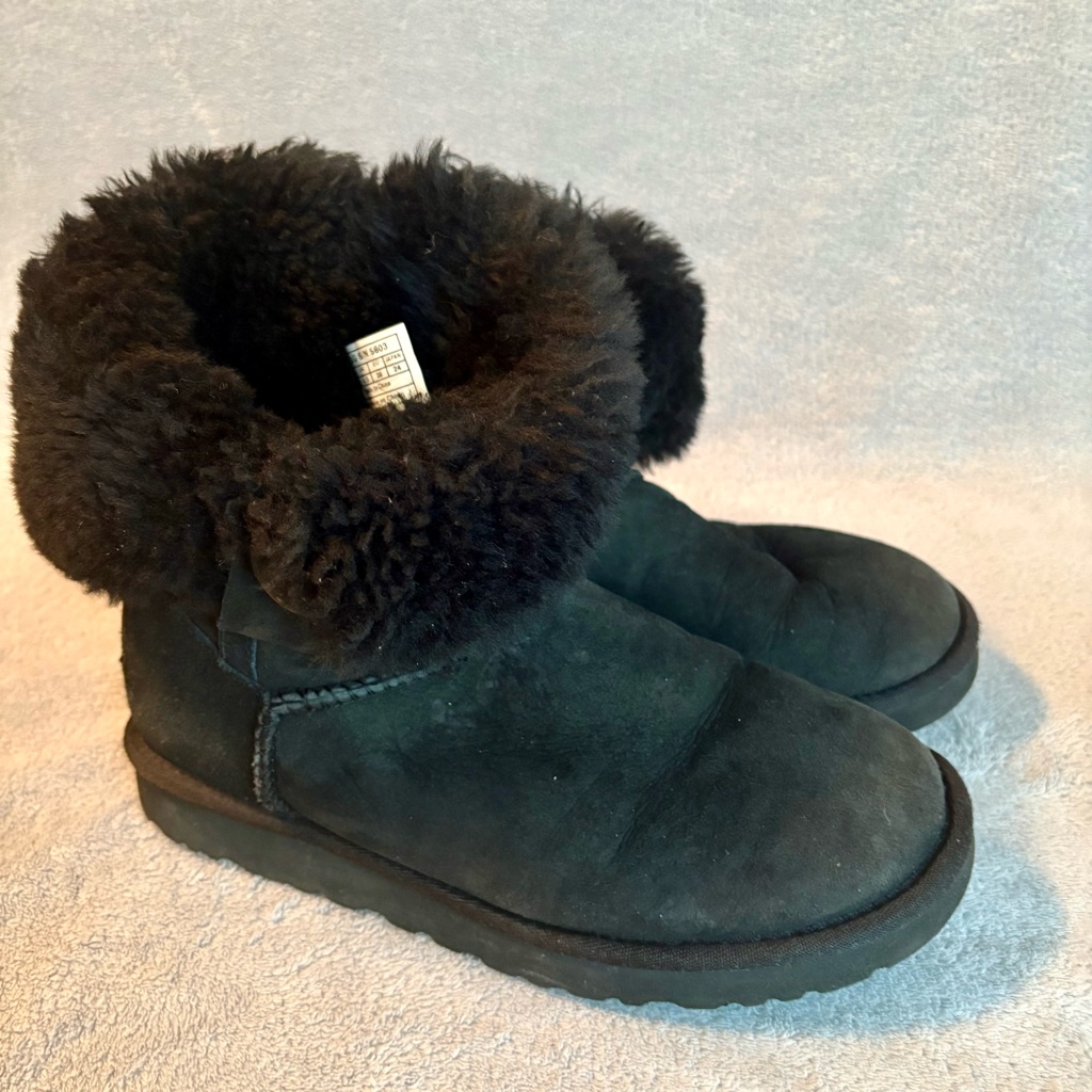 Black Suede Ugg Boots Bailey Button Short